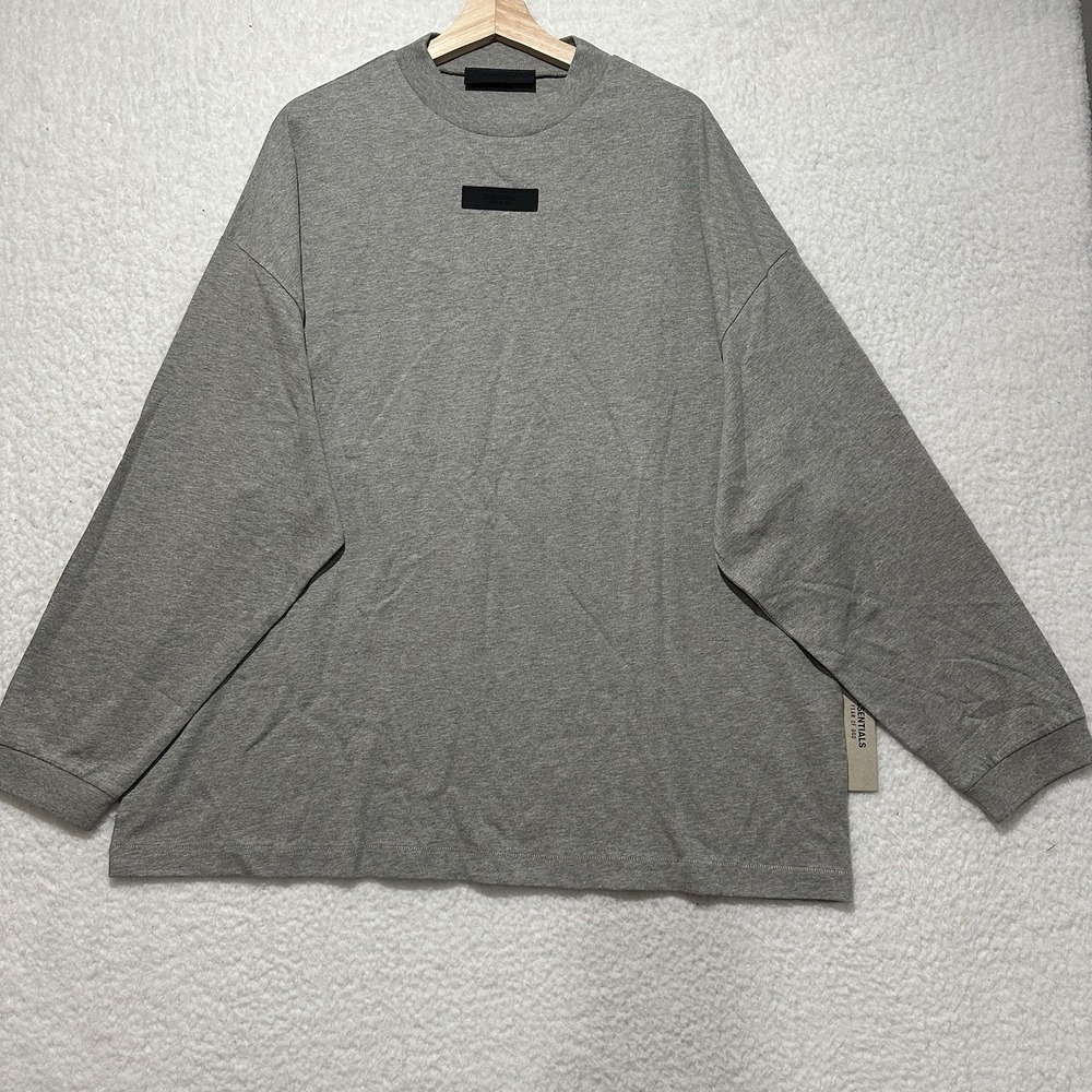 Fear of God Essentials Dark Heather Oatmeal Long Sleeve T-Shirt Size Medium NWT